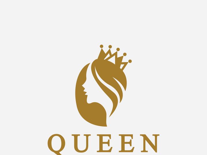 Beautiful face queen icon logo.for queen logo.Beauty woman hair salon golden logo. cosmetic, skin care business logo