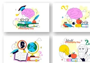 10 World Philosophy Day Vector Illustration