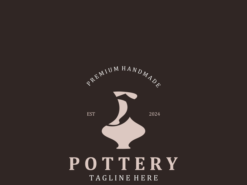 Pottery logo design handmade, creative traditional mug craft concept inspiration nature workshop