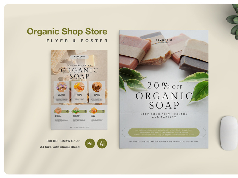 Organic Soap Store Flyer and Poster