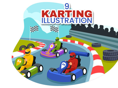 9 Karting Sport Illustration