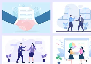 16 Two Businessmen Reach a Deal Shaking Hands Vector