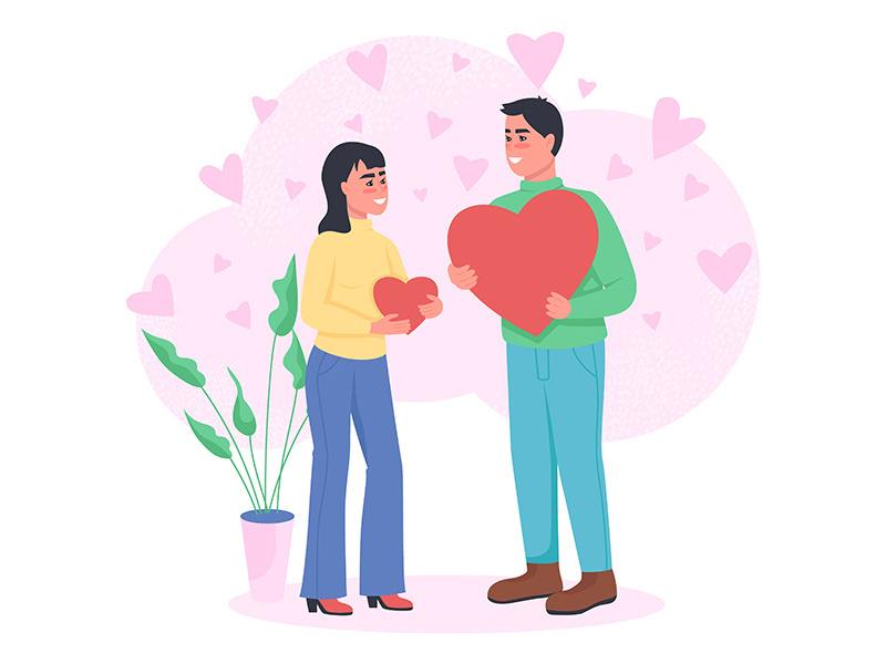 Man and woman in love flat color vector detailed characters