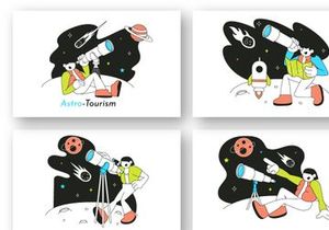 6 Astro Tourism Vektorgrafik-Illustration