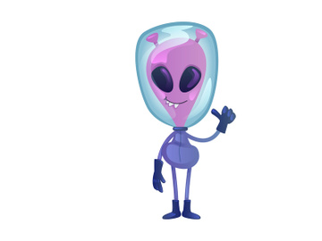 Smiling alien flat cartoon vector illustration preview picture