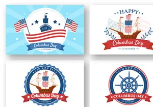 17 Happy Columbus Day National Holiday Illustration