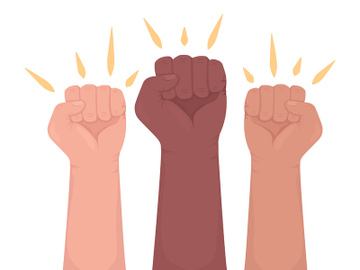 Protesting semi flat color vector hand gesture preview picture