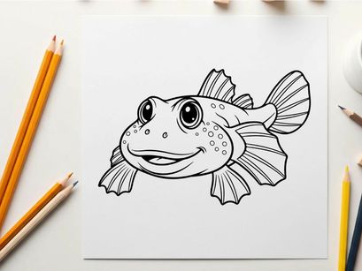 Cute cartoon fish smiling vector illustration flat design