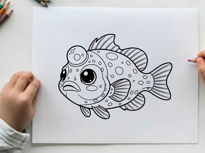 Cute cartoon pufferfish swimming vector illustration