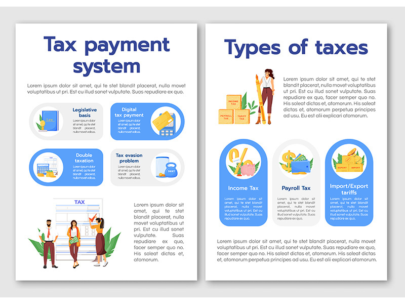 Tax payment system flat vector brochure template