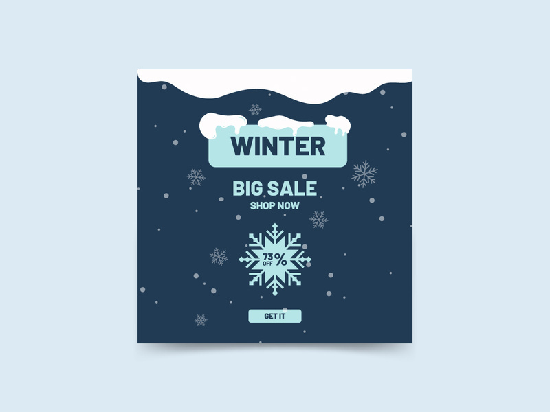 Winter Big Sale Social Media Post Template Design