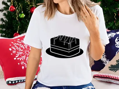 Rectangular Chocolate Drizzled Cake Slice