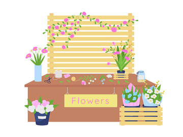 Florist workshop 2D vector web banner, poster preview picture