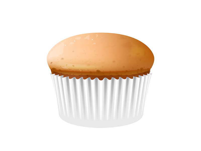 Cupcake in baking cup realistic vector illustration