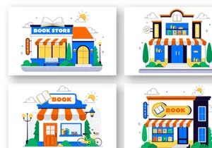 10 Bookstore and Library Illustration