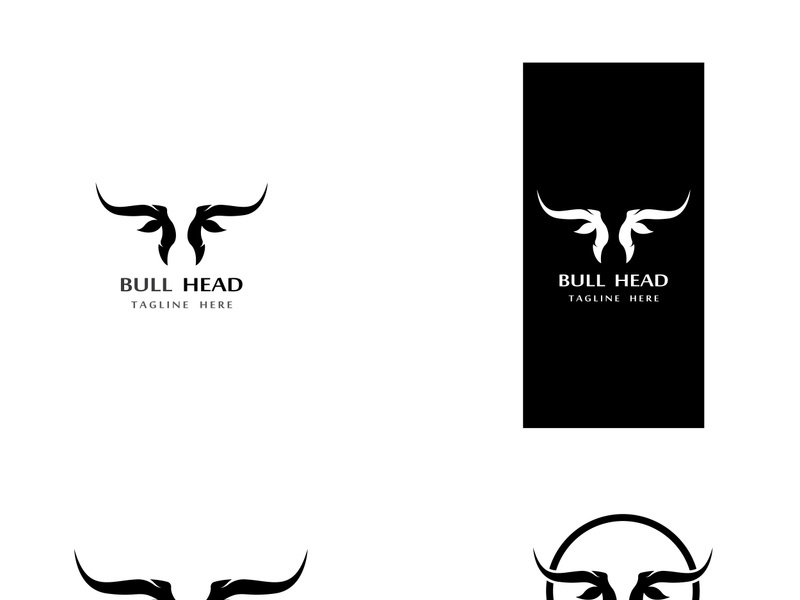 Retro vintage bull head horns logo.