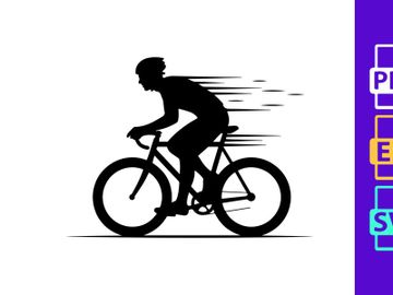 Cyclist riding fast black and white motion blur action sport preview picture