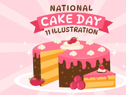 11 National Cake Day Vector Illustration