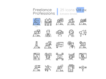 Freelance speicalist linear icons set preview picture