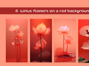 Lotus flowers on a red background preview picture