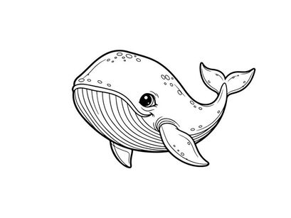 Happy whale swimming underwater vector illustration flat design