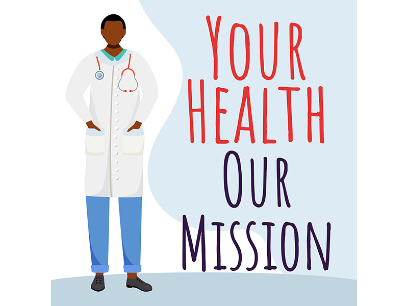 Your health our mission social media post mockup
