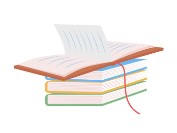 Book stack semi flat color vector item preview picture