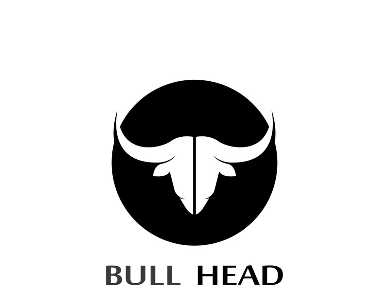 Retro vintage bull head horns logo design.