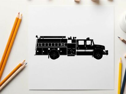 Silhouette of a fire truck vehicle emergency response