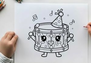 Cute drum set playing music vector illustration flat design