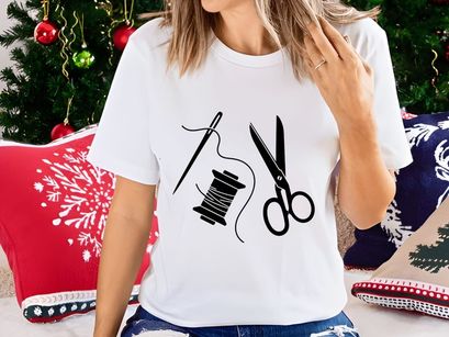 Classic Sewing Kit Tools Silhouette Illustration