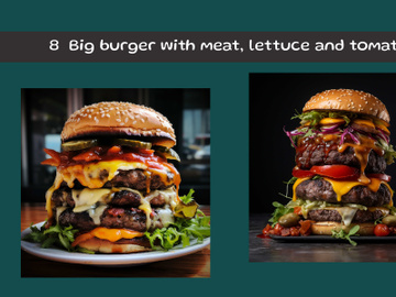Big burger with meat, lettuce and tomatoes preview picture
