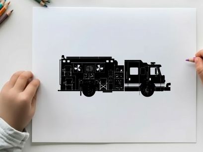 Fire truck silhouette profile view