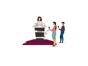 Journalist interviewing politician flat vector illustration preview picture