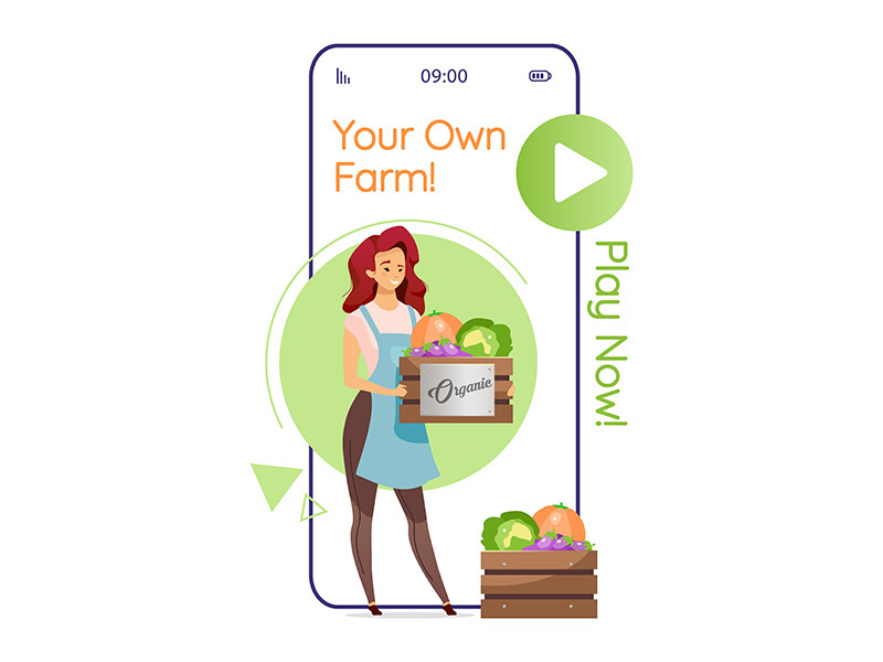 Your own farm cartoon smartphone vector app screen