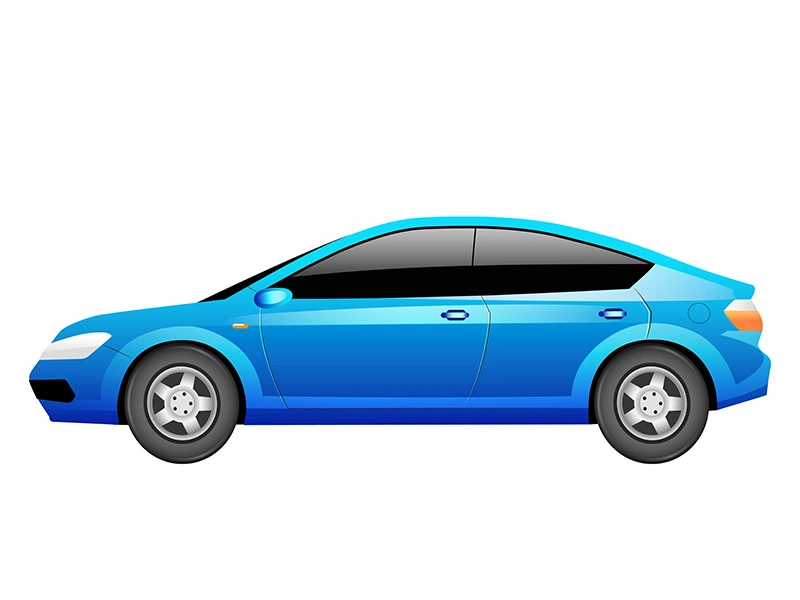 Blue sedan cartoon vector illustration