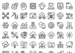 70 Big Data and Science Colored Outline Icons