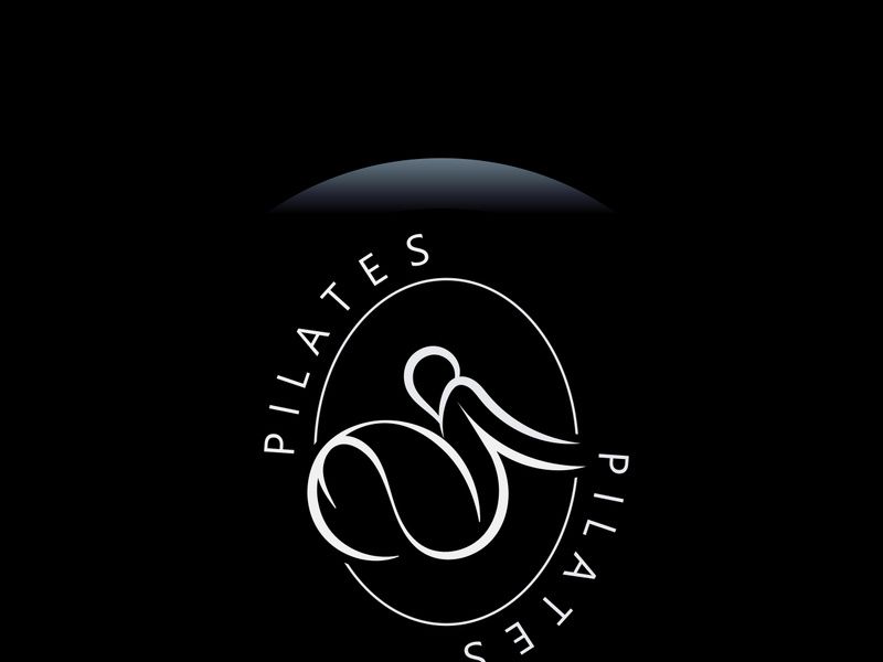 Abstract Pilates Logo, Yoga identity body balance vector monoline Design Template. wellness lifestyle