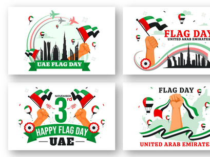 12 United Arab Emirates Flag Day Illustration