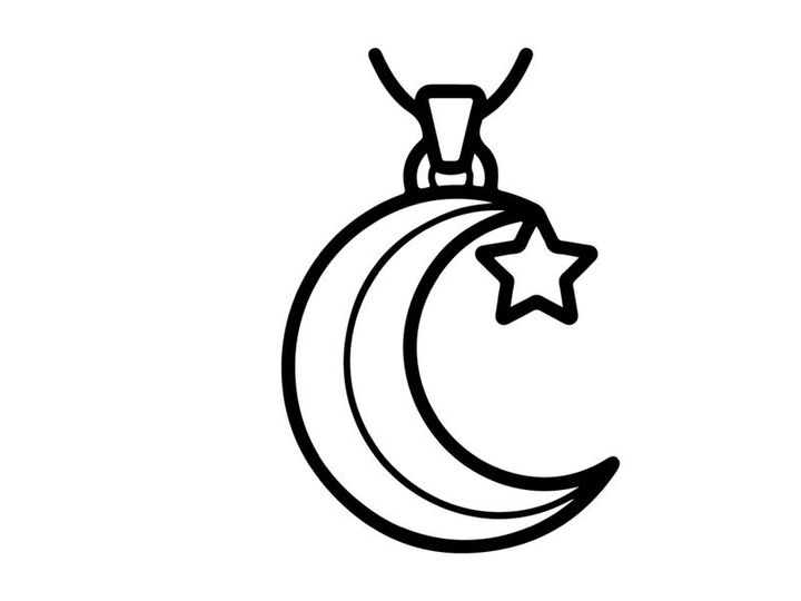 Crescent moon and star pendant necklace on chain. Minimalist celestial jewelry for gothic fashion and occult symbolism.