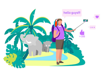 Travel blogger flat vector illustration preview picture