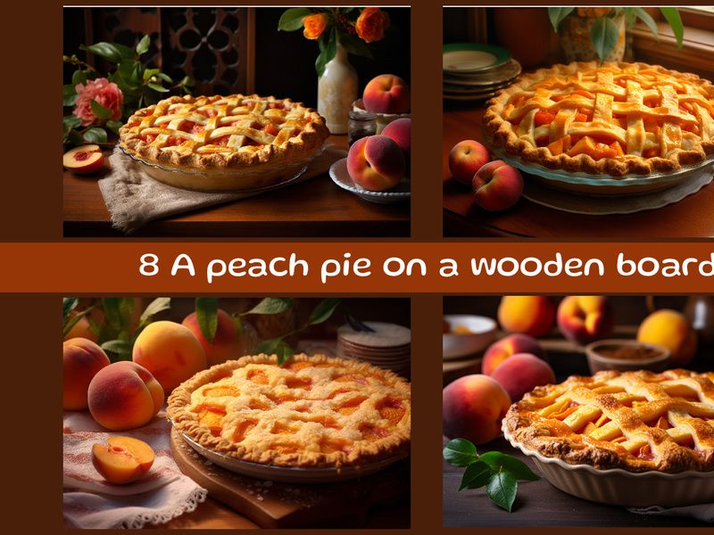 A peach pie on a wooden board