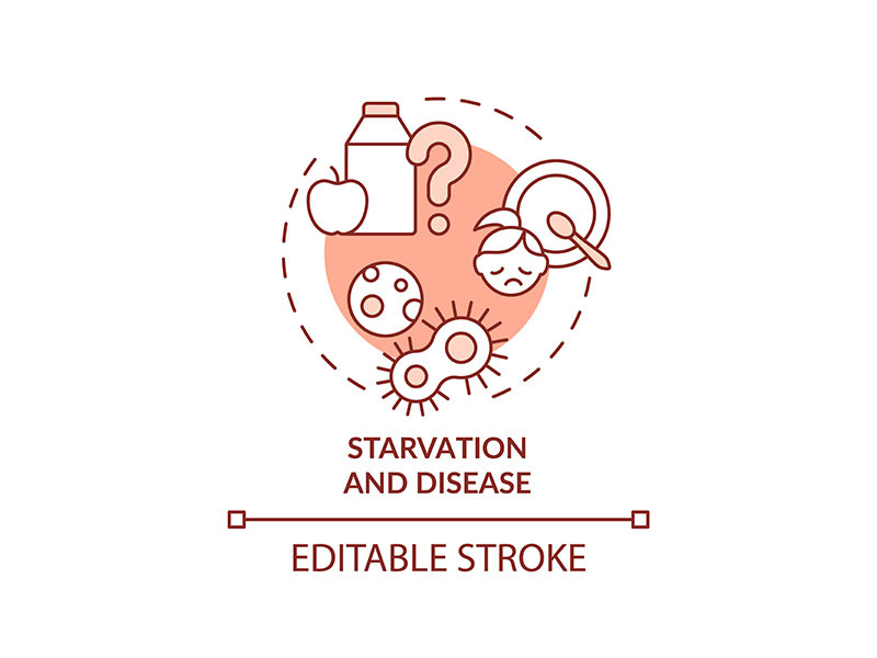 Starvation and disease terracotta concept icon
