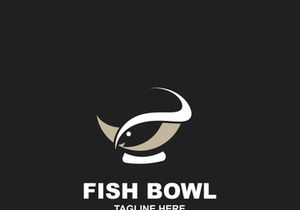 Fish bowl logo design, restaurant logo symbol minimal illustration design
