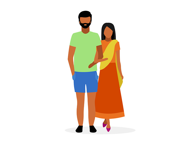 Indian couple flat vector illustration by NTL studio ~ EpicPxls