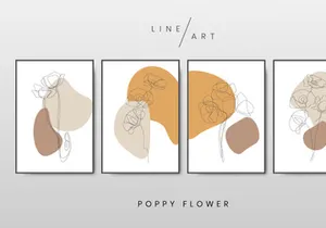 Poppy flower line art