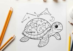 Celebration turtle with stars and moon vector illustration