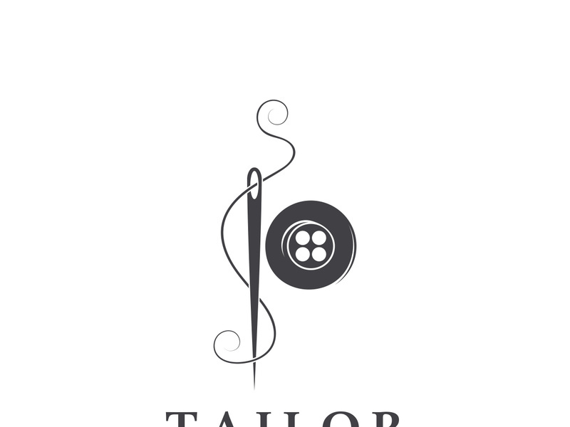 Tailor logo icon illustration template combination of buttons for clothes, thread and sewing machine, for clothing product design