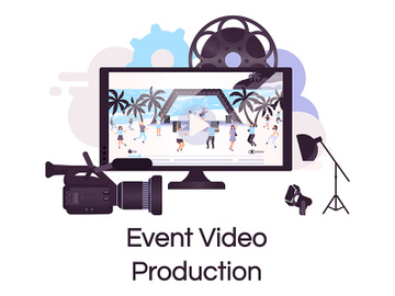 Event video production flat concept icon preview picture
