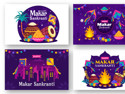 12 Makar Sankranti Celebration Illustration